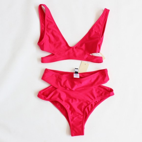 Dolls Kill Other - NWT Dolls Kill Risk Hot Pink Shimmer Bikini Set